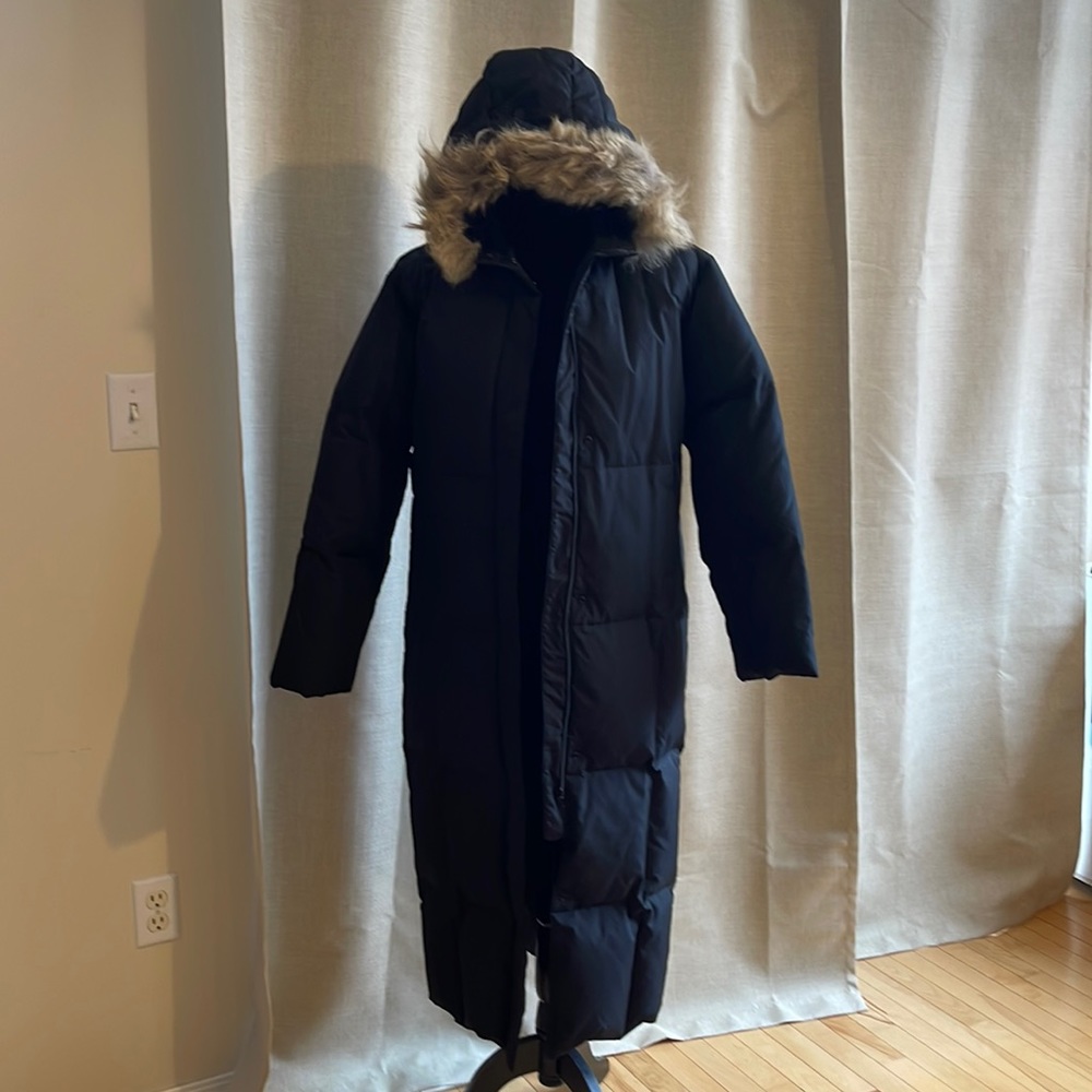 DKNY long duck down and feather coat